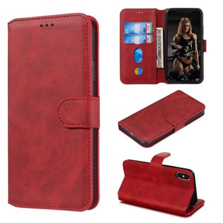 Iphone X/xs - Solid Läder Fodral - Röd Red Röd