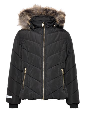 Jacket Hood W Fake Fur Fôret Jakke Svart Lindex*Betinget Tilbud