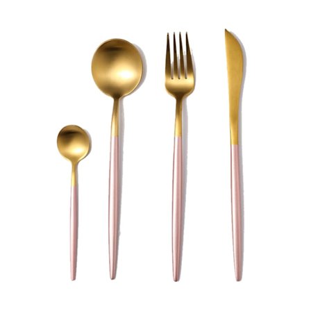 Guld Set Matt Bestick Set 304 Rostfritt stål Platt set - Rosa guld