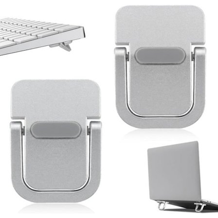 Sett med 2 Mini Laptop Tastaturstøtter - Selvklebende Tastaturstøtte for De Fleste Tastaturer (Sølv)