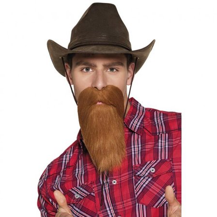 Cowboy Skägg Brun - Partyninja.se