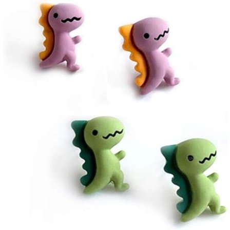 2 par søde dinosaurie øreringe harpiks sjove dyre øreringe til kvinder piger - Stil 1