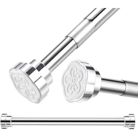 Udtrækkelig Stang, 40-55cm, Teleskopstang i Rustfrit Stål, Gardinstang, Brusehovedstang, Tøjstativ