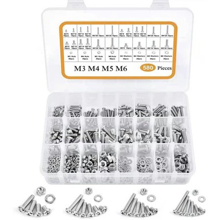 580 stk Maskinskruer Phillips Pan Head Skruer Bolte og møtrikker