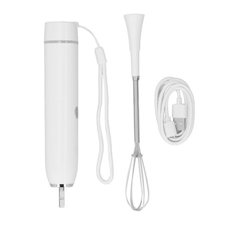 Elektrisk eggvisper, multifunksjonelt kjøkkenapparat, utskiftbart børstehode, hvitt