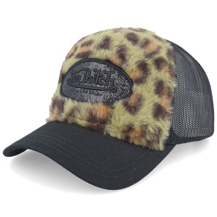 Von Dutch - Camo trucker Czapka Z Daszkiem - Oval Patch Fur Leopard/Black Trucker @ Hatstore