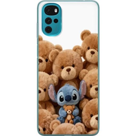 Kompatibel Mobilcover til Motorola Motorola Moto G22 Sød og sikker illustration med Stitch omgivet af bamser, der skaber en varm og legende følelse