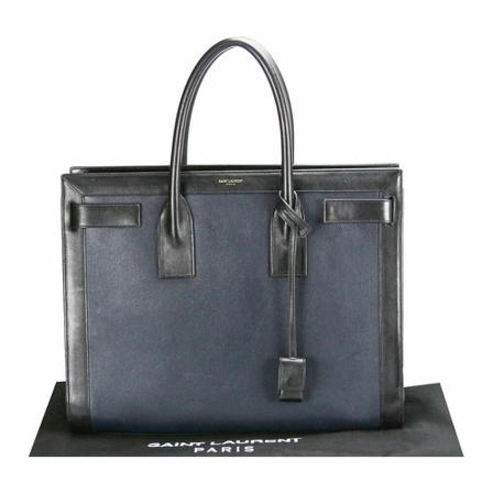 Yves Saint Laurent Vintage Pre-Owned Sac De Jour Large Black and Blue Leather Blå, Dame Vintage Tasker, Størrelse: ONE Size