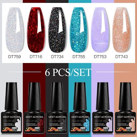 6st Nagellack Gel Set DIY Nagelkonst Semi Permanent UV LED Gel Kit För Naglar Dekoration Manikyr Blötläggning Målning Vernis Design