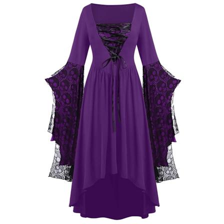 Voksen Punk Gothic Witch Carnival Cosplay Kostume Hexe Vampyr Festkjole Halloween Purple Theme L