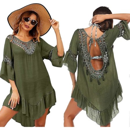 Baddräkt Överdrag Dam Baddräkt Klänning Plus Size Sexig Bikini Strand Tunika Topp Sommar