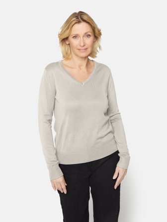 BRANDTEX - Pullover Med V-hals - Rainy Day Melange