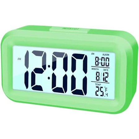 4,5" Display-Digitalklocka med stor skärm, nattljus digitalklocka med temperaturvisning, väckarklocka med batteri