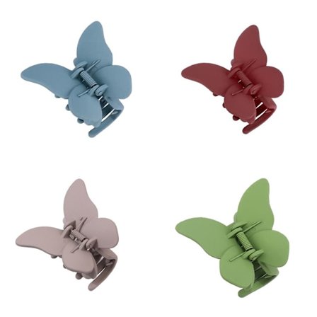4stk Butterfly Hårklemmer Matte Hair Claw Clips A A
