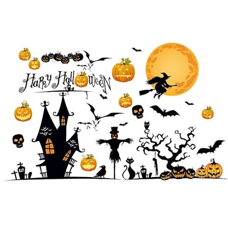6 stk Halloween-tema vægklistermærke Græskar Dekoration Vægmærker Hjem