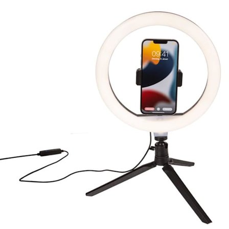 Selfie-lampe med stativ for mobil - LED Hvit