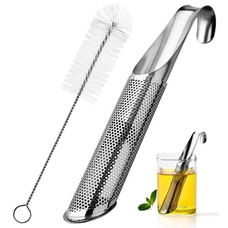 2 ST Rostfria Te-diffusorer och två borstar, Tesilar för Löst Te, Rostfria Tesilar för Löst Te, Lösbladste-bryggare, L