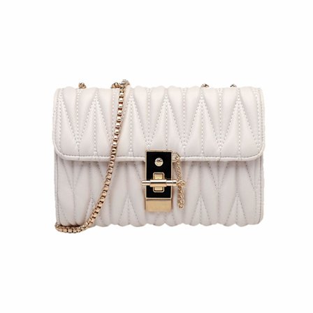 Dame skuldertaske beige PU læder håndtaske med kæderem