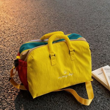 Sports Gym Taske Farveblokket Vaskbar Stor Crossbody Taske (Gul)