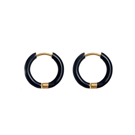 Svarte små øredobber for kvinner, lette øredobber i rustfritt stål, gave til jenter