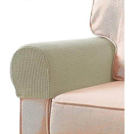 Stretch Armlensbeskyttere Spandex Armbeskyttere for Stoler Sofa Lenestol Trekk for Recliner Sofa med Vridestifter 2stk Sand