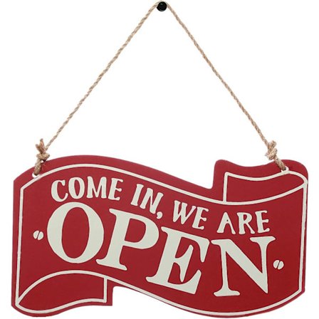 Åbent og Lukket Skilt til Butiksdør - Vendbart Dobbeltsidet Dekor Træskilt Hængende Butiksskilt (Rød)