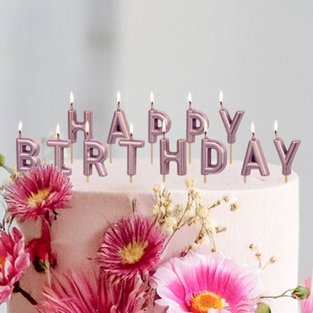 Bokstavsljus Happy Birthday Roséguld