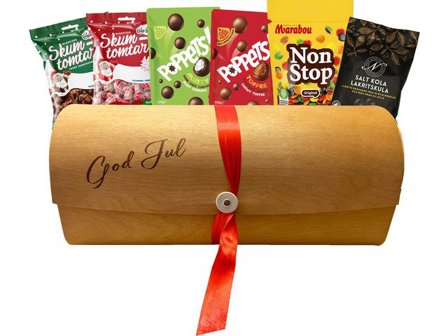 Carl Choklad&Present Godis God Jul Trälåda 680g - Lyreco - Kök och servering - Ätbart - Godis och choklad