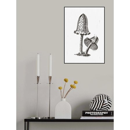 Vintage Inky Cap Edible Mushroom Bw Bright