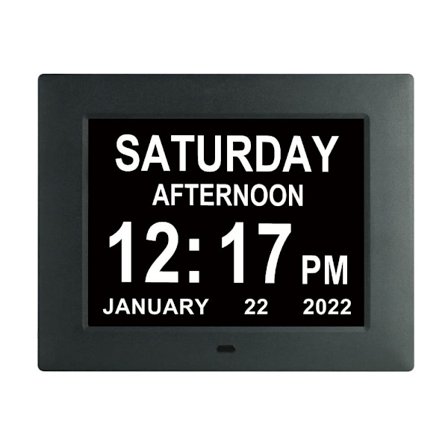 Digitaalinen kello vanhuksille, 8 tuuman herätyskello, Alzheimer-kello päivämäärällä ja ajalla, auttaa muistinmenetykseen, Alzheimerin ja 