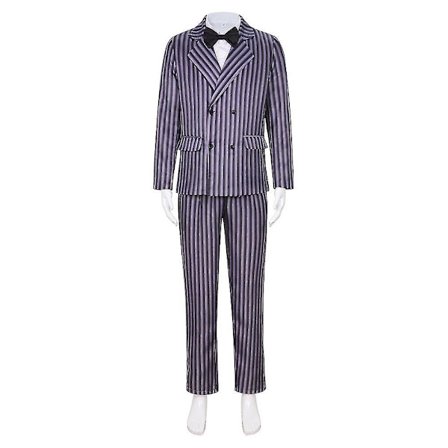 Onsdag Addams Gomez kostume Stribet jakkesæt til mænd Halloween karneval fest udklædning til voksne børn Z