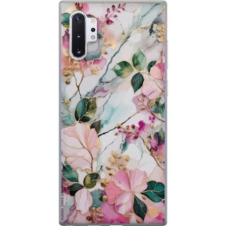 Kompatibel Mobilcover til Samsung Galaxy Note10+ Abstrakt marmormønster med blomster, blade og gyldne detaljer i bløde pastelfarver