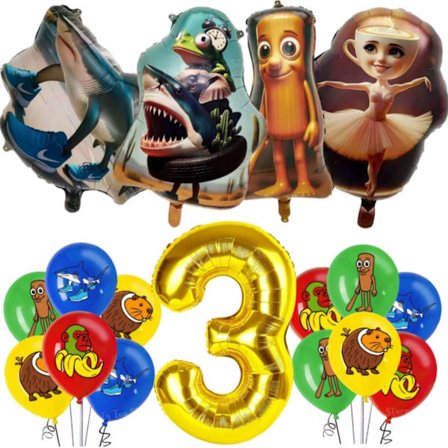 Italiensk Brainrot Tung Tung Sahur Tralalo Børnefødselsdagsfest tilbehør Ballonservice Kopplade Banner Legetøj Gavedekorationssæt