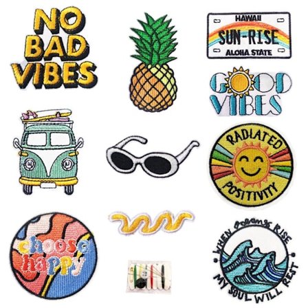 10 stk. strygejern på patches og seje broderede strygejern på patches til