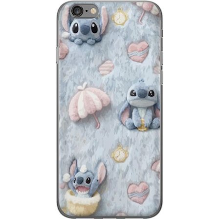 Kompatibel Mobilcover til Apple iPhone 6 Stitch mønster med hjerter, paraplyer og pastelfarvet blød baggrund