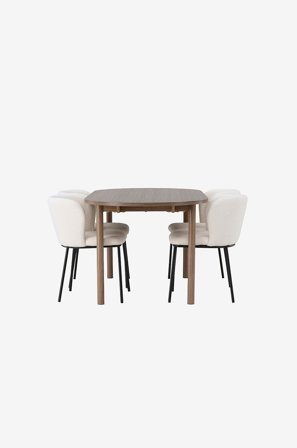 Venture Home - Spisegruppe Andy med 4 stole Edina - Brun - Spisebordssæt 4 personer - Fra Homeroom