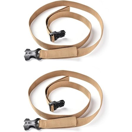 2 stk. Khaki bagasjeremmer, trygge reisetilbehørsremmer, sklisikre pakkeremmer, belte, spenneremmer, tunge seler, praktisk oppheng