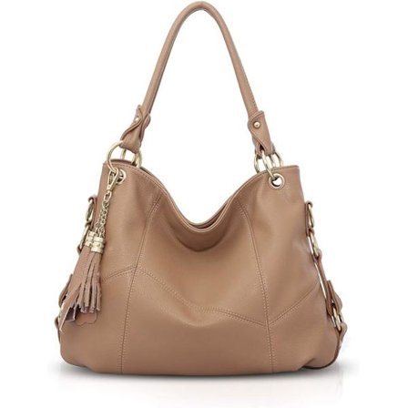 Khaki Farge - Dame Håndveske Stor Mote Skulder Bag Lær Crossbody Bag Tote Shopping Reise Tote Bag med Dusker Vinrød