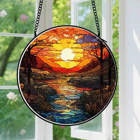 Auringonlasku mutkittelevan joen yllä Sateenkaaren aurinkosieppari - Joulun aurinkosieppari naisille, hääpäivä-ystävänpäivälahjaksi