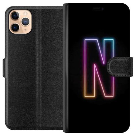 Kompatibelt Lommeboketui til Apple Apple iPhone 11 Pro Max Minimalistisk neonbokstav N i fargeskiftende lys mot svart bakgrunn