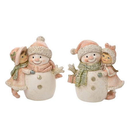 Set med 2 Snögubbe Scen Figurer One Size Rosa