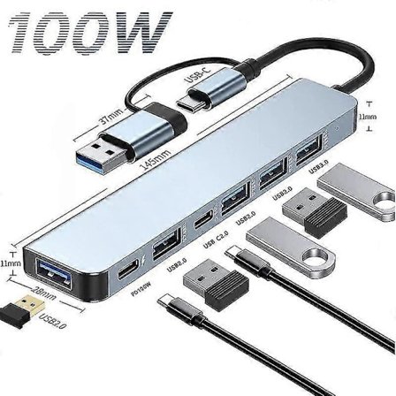 7-i-2 Expansionsdocka, expansionsdocka, typ-c expansionsdocka, dockningsstation, laptop-tillbehör, docka, dockning, dockstation, usb-docka, usb-