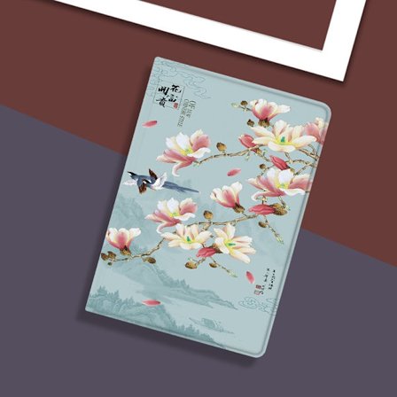 Fodral för iPad mini 4/5 7.9" T132 Blooming Fortune Blå Bok Regular Allt-i-ett
