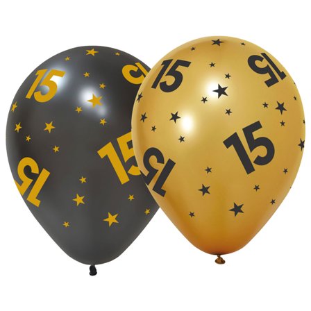 Latexballonger med Stjärnor & Siffran 15 6-pack