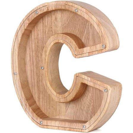 Personliga Brev Trä Spargris, AZ Bokstäver Myntbank Sparbössa med Tydliga Alfabet Klistermärken, Pengar Sparande Bank För Familj Jul Födelsedagspresen