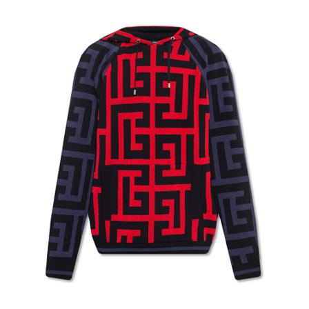 Balmain, Embroidered hoodie Rood, Heren, Maat:S