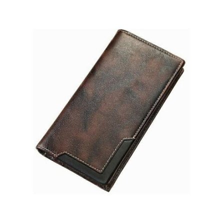 Upliftjoys Kuskinn Vintage Lommebok Menn Lang Skinn Lommebok for Far Menn