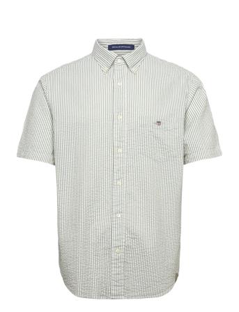 Reg Ut Seersucker Ss Shirt Kortermet Skjorte Kakigrønn GANT*Betinget Tilbud