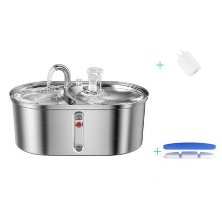 RUSTFRITT STÅL KATT VANN DISPENSER, 3,2L KAPASITET, DYRE VANN DISPENSER, AUTOMATISK SIRKULASJON, KATT