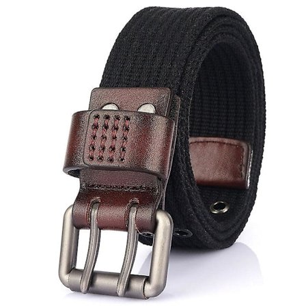 Paksu kangas miesten kaksoisnappi solki vyö farkut rento sisävyö musta